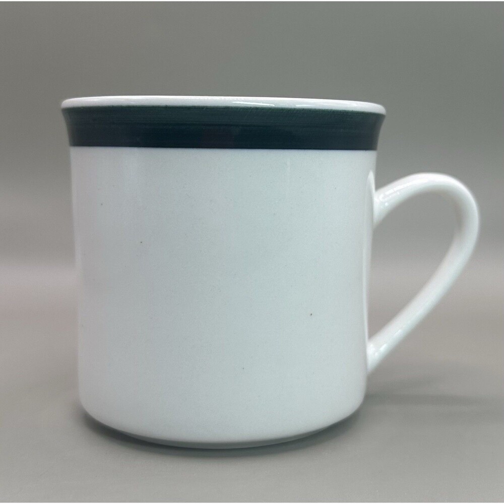 Vintage Gibson Stoneware Coffee Mug Green Band Minimalist